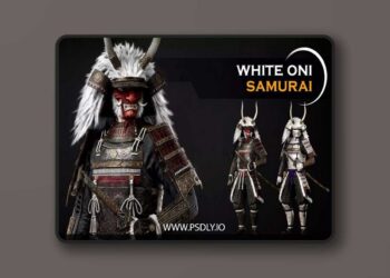 Japanese White Oni Samurai – Game ready Low poly 3D mode