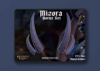 Mizora Fantasy Horns Set Baldurs Gate 3 STL 3D print Model
