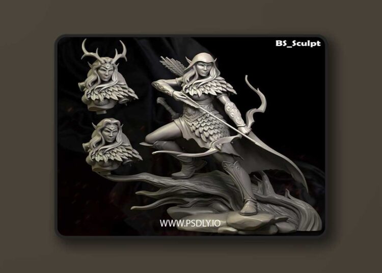 BS-Sculpt Bulat – The Forest Elf Archer – 3D Print Model STL 1 BS Sculpt Bulat – The Forest Elf Archer – 3D Print Model STL