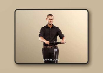 Elegant Man Driving Scooter low poly 3d Model