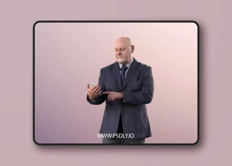 Old businessman standing explaining bald beard 3D model 1 Old businessman standing explaining bald beard 3D model