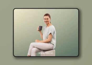 Sitting Woman In White Clothing With Coffee low poly 3d model