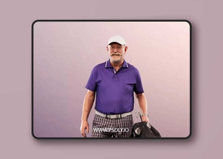 Standing Best Ager Man With Golfbag low-poly 3d model 1 Standing Best Ager Man With Golfbag low poly 3d model