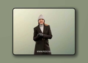 Standing Elegant Woman Winter Outfit low poly 3d Model