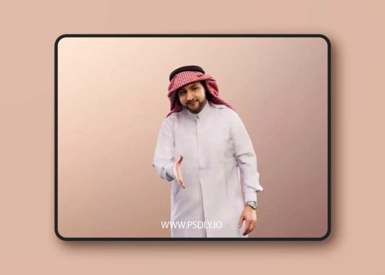 Traditional Arabic Man Standing Hand Shake low-poly 3d model 1 Traditional Arabic Man Standing Hand Shake low poly 3d model