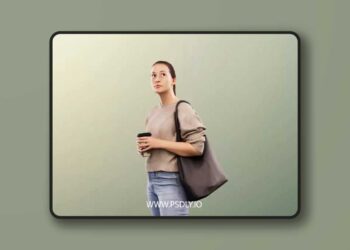 Casual Girl Standing With Coffee To Go low poly 3d Model