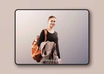 Casual Smiling Woman with Bag and Jacket Over Arm 3D Model
