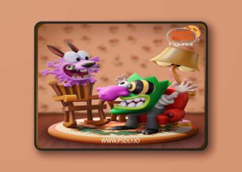 Nomnom Figures – Chibi Courage the Cowardly Dog – 3D Print Model STL