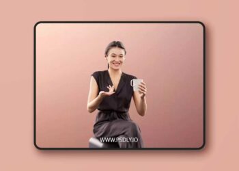 Sitting Asian Woman With Cup Talking low poly 3d model