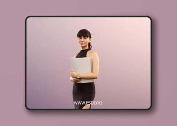 Standing Business Woman With Documents low poly 3d Model