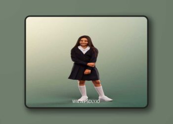 Standing Schoolgirl low poly 3d Model