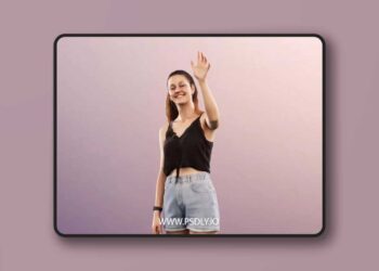 Waving Young Woman In Summer Outfit low poly 3d Model