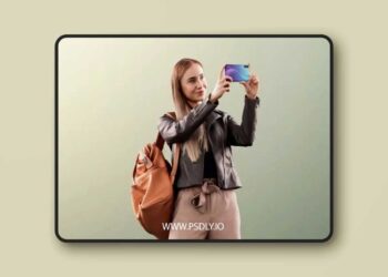 Woman Standing Phone Backpack Leather Jacket low poly 3d Model