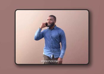 Casual Black Man Walking Talking On Phone low poly 3d Model