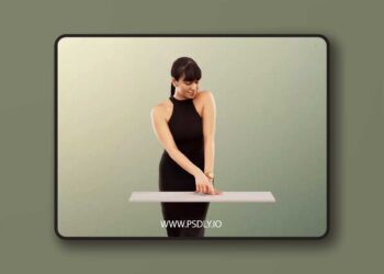 Elegant Woman Pointing On Table low poly 3d Model