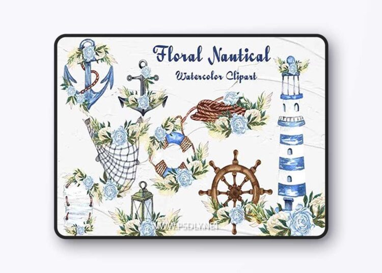 Floral Nautical Clipart PNG 1 Floral Nautical Clipart PNG