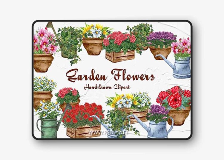 Garden Flowers Watercolor Clipart 1 Garden Flowers Watercolor Clipart