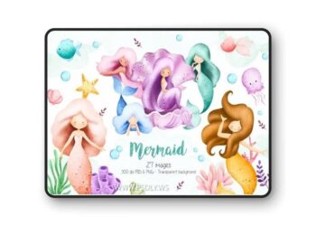 Mermaid and Sea Creature Clipart 5 Mermaid and Sea Creature Clipart