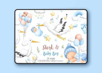 Stork and Baby Boy Clipart 7 Stork and Baby Boy Clipart