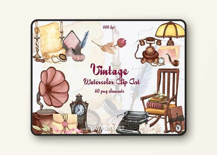 Vintage Watercolor Clipart