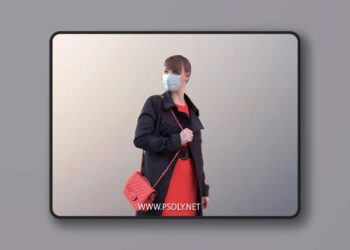 Woman In Red Dress With Purse And Mask 3D Model