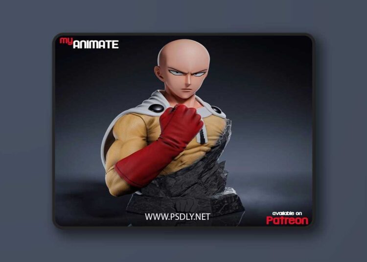 MyAnimate – Saitama Bust – 3D Print Model STL 1 MyAnimate – Saitama Bust – 3D Print Model STL