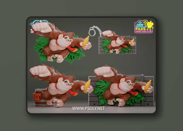 Nostalgic – Donkey Kong Cartridge, Keychain, Wall Decor and Figure Package – 3D Print Model 1 Nostalgic – Donkey Kong Cartridge Keychain Wall Decor and Figure Package – 3D Print Model